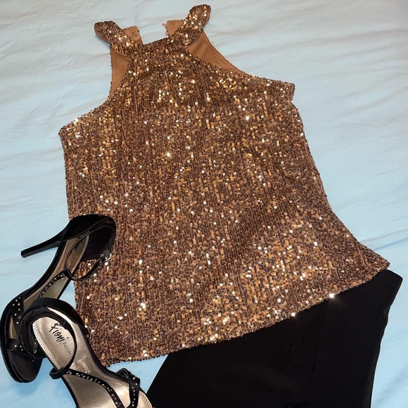NWOT Copper Gold Sequin Top - Picture 6 of 9